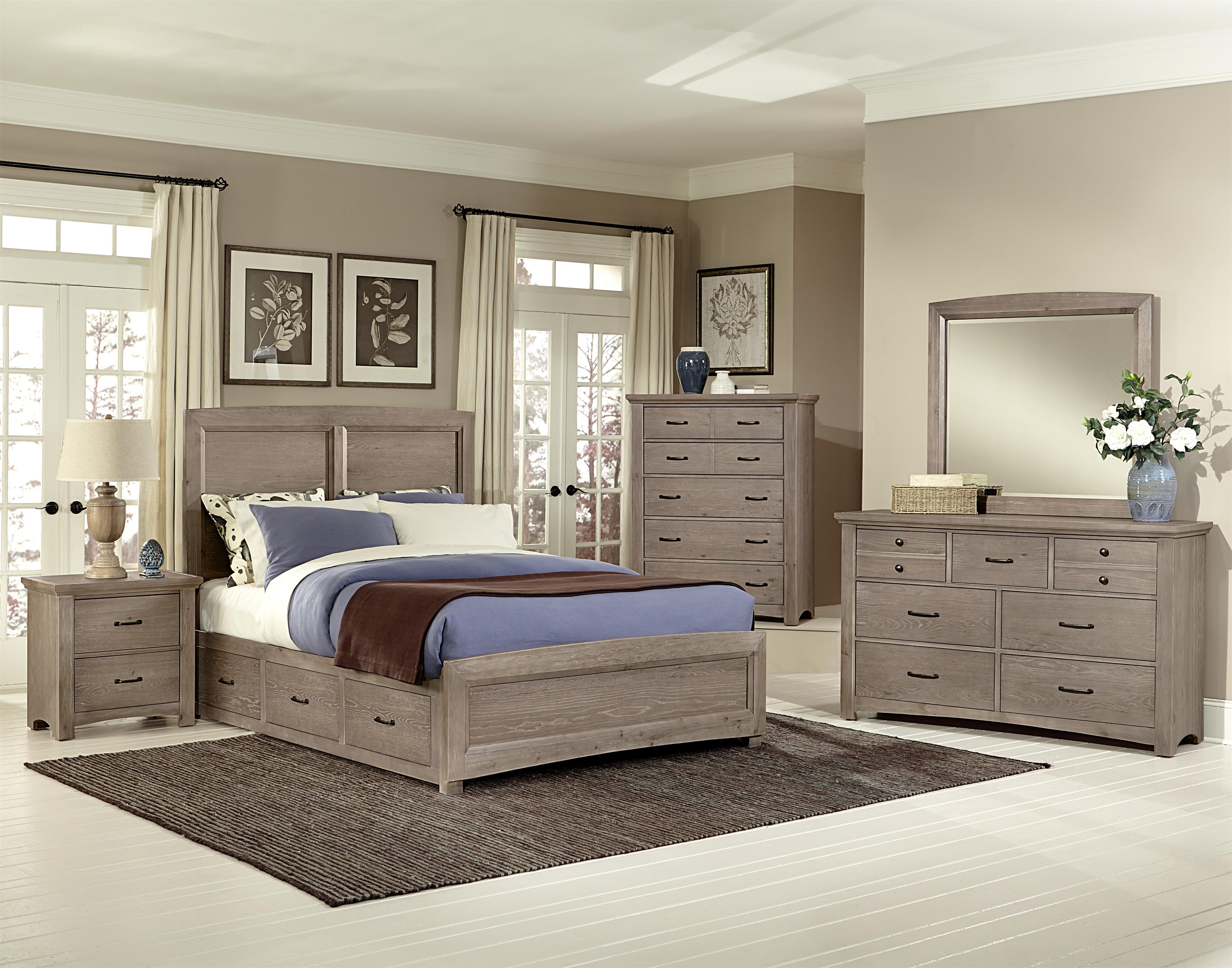 Vaughan Bassett Transitions Queen Panel Bed with 2 Side Storage Units